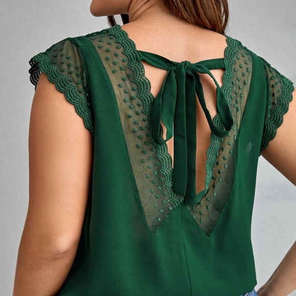 Tops - Plus Swiss Dot Ruffle Blouse
